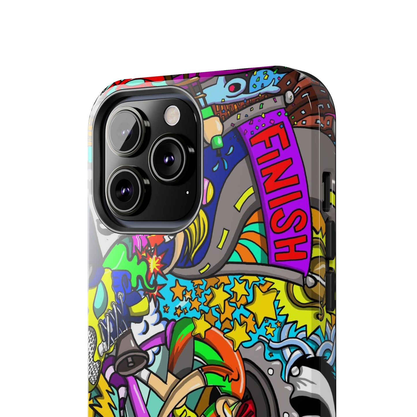 Colorful Triathlete Mural iPhone Case | Swim, Bike, Run Art | Lightweight & Impact-Resistant