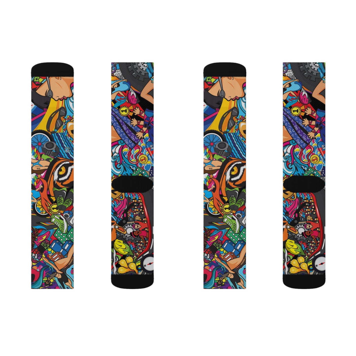 Triathlon-Inspired Women's Artistic Socks | Multisport Endurance Mural