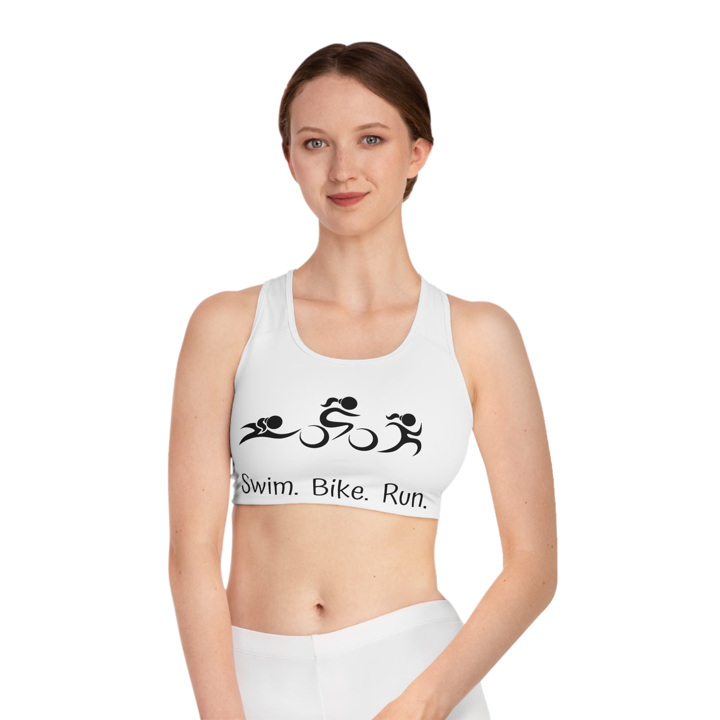 Women's Triathlete Logo Sports Bra - Embrace the Triathlon Journey - Swim Bike Run Race in Style