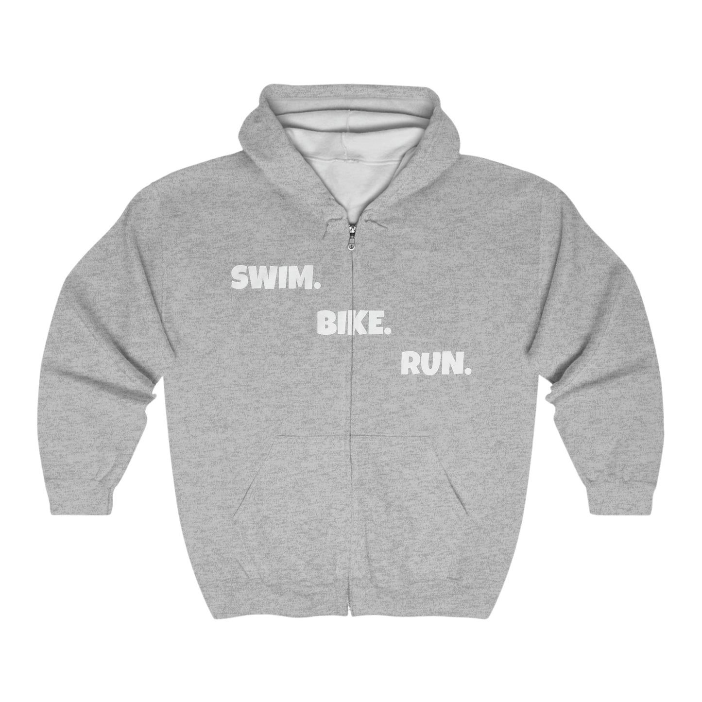 Swim, Bike, Run Triathlon Multisport Sweatshirt Hoodie | Comfy Zip-Up Classic Fit