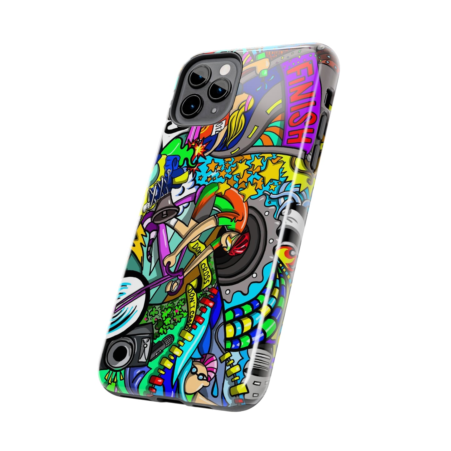 Colorful Triathlete Mural iPhone Case | Swim, Bike, Run Art | Lightweight & Impact-Resistant