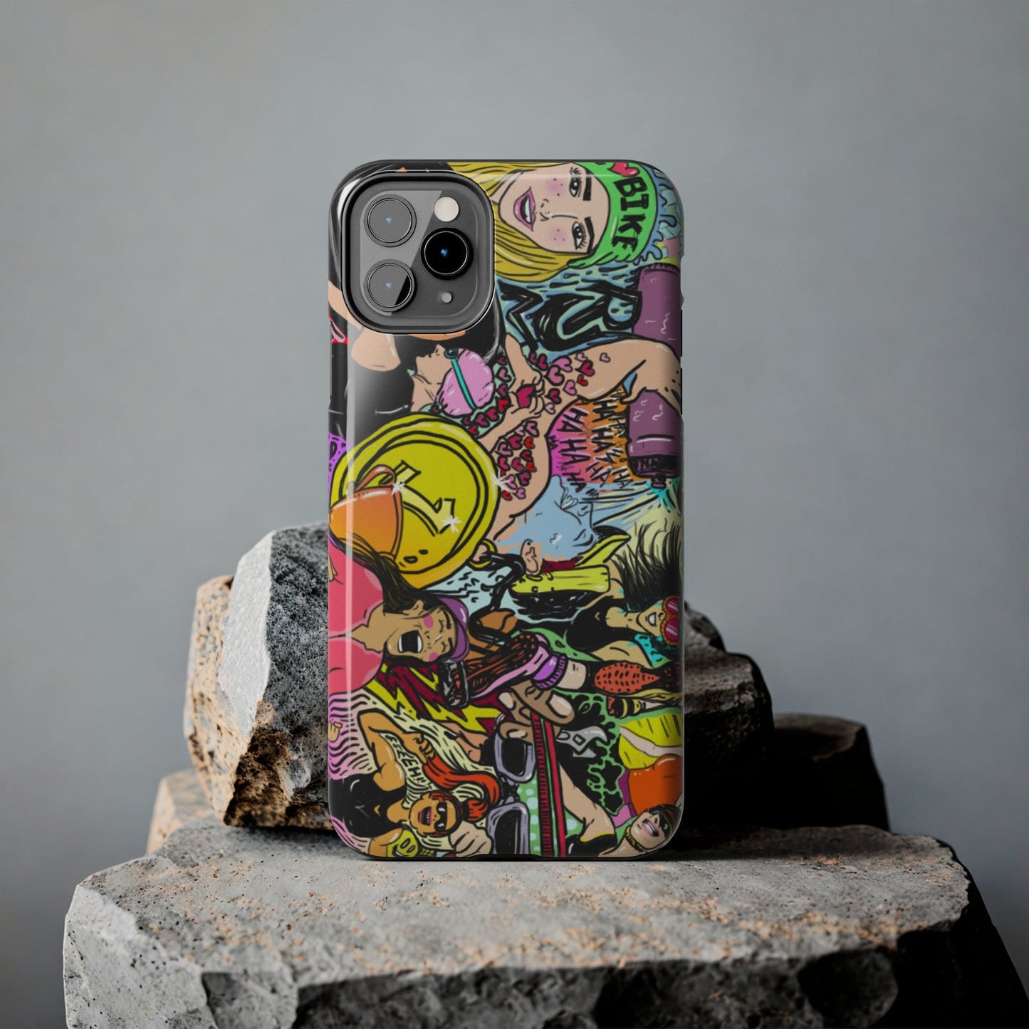 Colorful Graffiti Triathlon iPhone Case | Badass Women Triathletes | Impact-Resistant & Wireless Charging