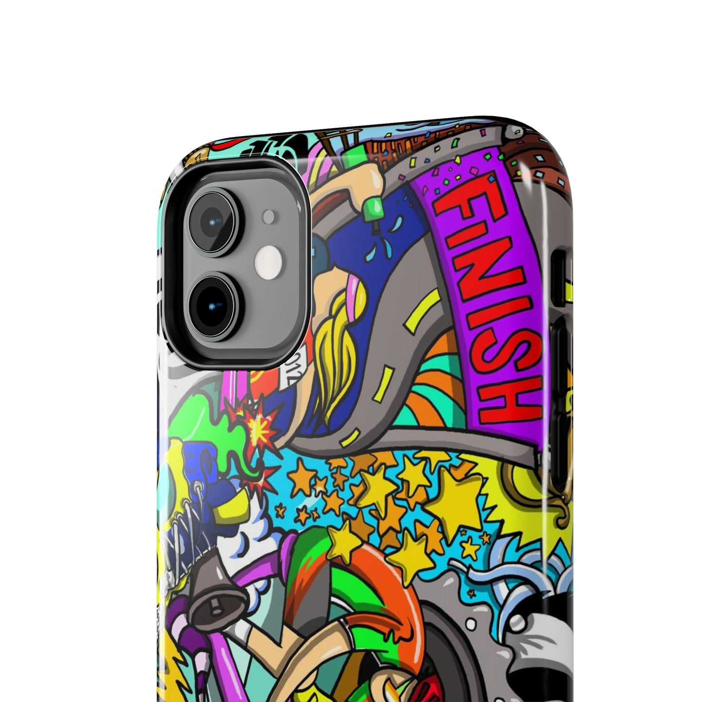 Colorful Triathlete Mural iPhone Case | Swim, Bike, Run Art | Lightweight & Impact-Resistant