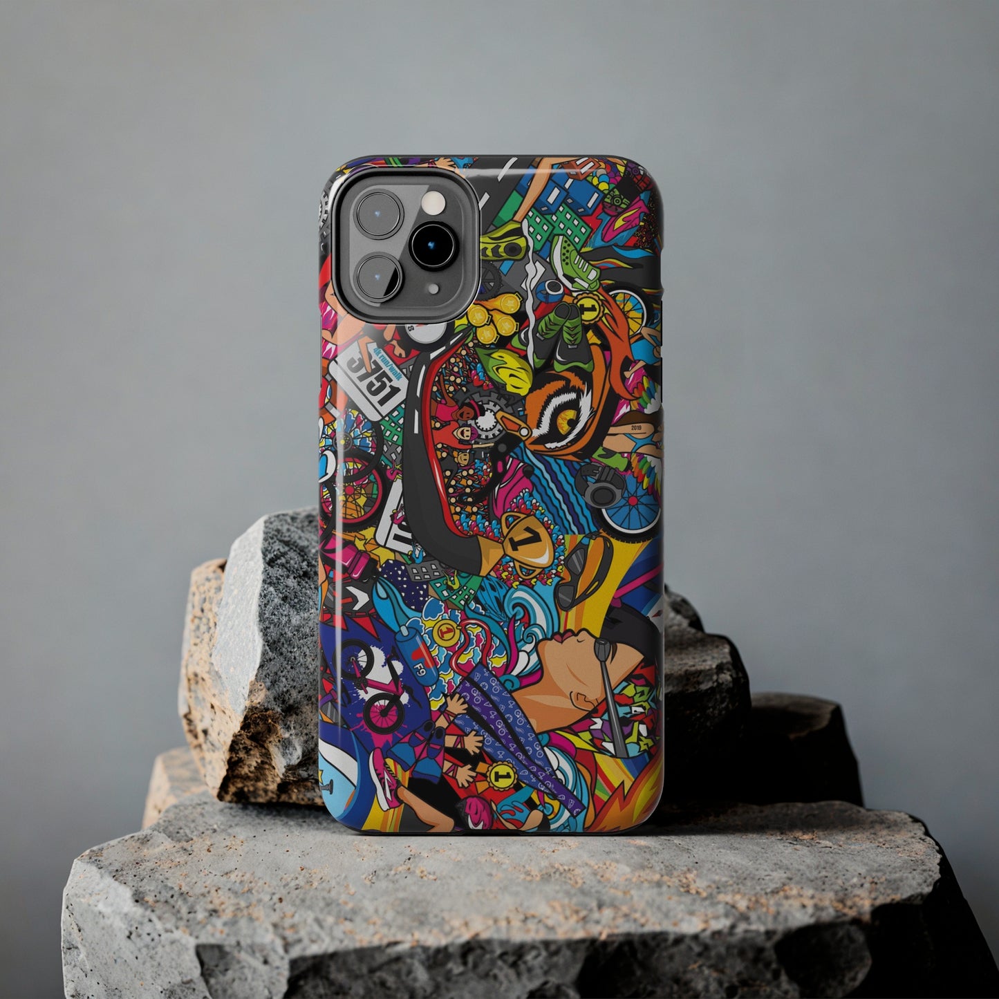 Diverse Women's Triathlete Mural iPhone Case | Swim, Bike, Run Art | Lightweight & Impact-Resistant